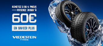 jusqu'à 60€ offerts sur les  pneus Vredestein